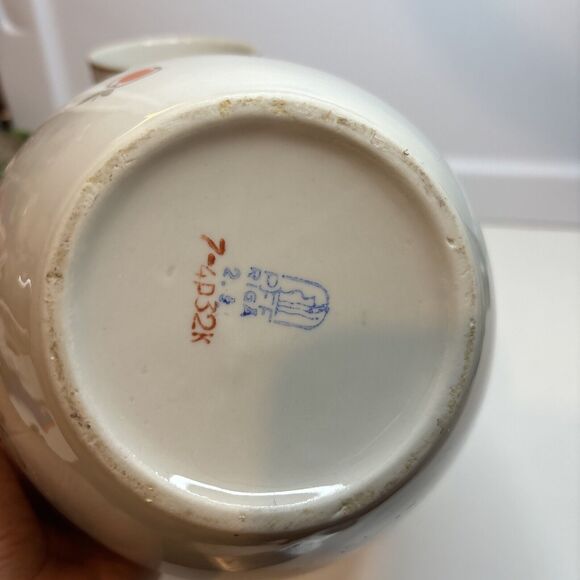 Vtg compote service Riga Porcelain PFF Stamps For 4 Servings Hand painted Apples - Picture 7 of 16